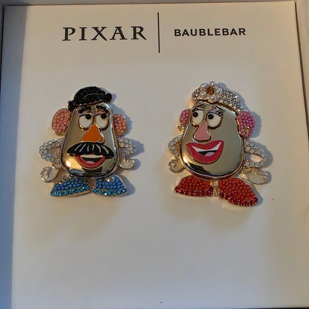 Disney Pixar Baublebar Mr Mrs Potato Head Crystal Earrings Set Toy Story Gold